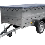 GARTENANHÄNGER 264/2 KIPP Zweiachsanhänger mit Stützrad, H-0-Fahrgestell, BIS-Bordwänden und grauer Flachplane