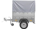 Hochanhänger mit Plane 150×106 [graue Plane, Bügel, Bordwandverlängerungen und Stützrad] Gartenanhänger 150 KIPP – Image 5