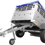 KLEINER ANHÄNGER ZU VERKAUFEN – GARTENANHÄNGER 150 KIPP [MIT BLAUER FLACHABDECKUNG, STÜTZRAD UND ABDECKUNGSSTÜTZSTANGE]