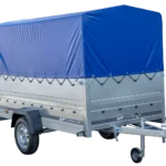 264 KIPP-ANHÄNGER MIT STÜTZRAD, ZUSÄTZLICHER SEITENSEITE, H-800-FAHRGESTELL UND BLAUER ABDECKUNG