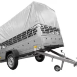 264 KIPP GARTENANHÄNGER MIT BEFESTIGTEM RAD, GEGRILLTEN SEITEN, H-800-FAHRGESTELL UND GRAUER ABDECKUNG