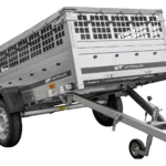 264 KIPP GARTENANHÄNGER MIT BEFESTIGTEM RAD, GEGRILLTEN SEITEN UND GRAUER FLACHABDECKUNG