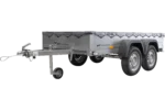 UNITRAILER 264/2 KIPP-ANHÄNGER MIT STÜTZRAD, ABDECKUNGSSTÜTZSTANGE UND GRAUER FLACHABDECKUNG