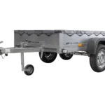 UNITRAILER 264/2 KIPP-ANHÄNGER MIT STÜTZRAD, ABDECKUNGSSTÜTZSTANGE UND GRAUER FLACHABDECKUNG