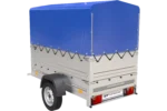 Garden Trailer 200 Kippanhänger mit Stützrad, zusätzlichen Verlängerungen, H-800-Reifen und blauer Plane – Image 3