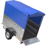 Garden Trailer 200 Kippanhänger mit Stützrad, zusätzlichen Verlängerungen, H-800-Reifen und blauer Plane