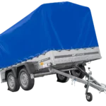 264×150 UNITRAILER GARDEN 265/2 KIPP Zweiachsanhänger mit H-1100-Fahrgestell und blauer Plane