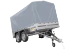 264×150 UNITRAILER GARDEN 265/2 KIPP Zweiachsanhänger mit H-1100-Fahrgestell und grauer Plane