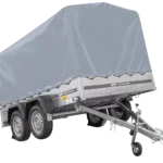 264×150 UNITRAILER GARDEN 265/2 KIPP Zweiachsanhänger mit H-1100-Fahrgestell und grauer Plane