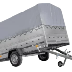 Einachsanhänger 264×150 UNITRAILER GARDEN 265 KIPP mit zusätzlichen Bordwänden, H-800-Reifen und grauer Plane