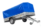 Einachsanhänger 264×150 UNITRAILER GARDEN 265 KIPP mit H-800-Reifen und blauer Plane
