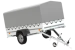 Anhänger mit Reif und grauer Plane. Gartenanhänger 264 KIPP
