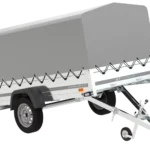 Anhänger mit Reif und grauer Plane. Gartenanhänger 264 KIPP