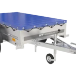 200 Kipp Gartenanhänger mit Stützrad, H-0-Fahrgestell und blauer Plane