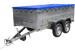 Gartenanhänger 264/2 KIPP-Doppelachsanhänger mit Stützrad, Bordwandaufsätzen und blauer Flachplane – Image 4