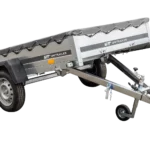 Verzinkter Anhänger 230 x 125 cm Gartenanhänger 230 KIPP [mit Stützrad, Flachplane und Planenstützstangen]