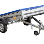 Verzinkter Anhänger 230 x 125 cm Gartenanhänger 230 KIPP [mit Stützrad, Flachplane und Planenstützstangen]