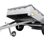 Verzinkter Anhänger zu verkaufen 200×125 cm Gartenanhänger 201 KIPP [mit Stützrad und grauer Flachplane]