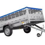 Leichter Anhänger 264×150 UNITRAILER GARDEN 265 KIPP mit Gitterwänden, H-0-Fahrgestell und blauer Plane