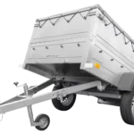 Neuer Anhänger 200×106 mit flacher Plane, Bordwandverbreiterungen und Stützrad – Gartenanhänger 200 KIPP