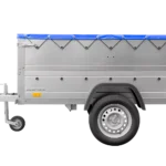 Neuer Anhänger 200×106 mit flacher Plane, Bordwandverbreiterungen und Stützrad – Gartenanhänger 200 KIPP