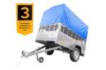 Neuer Anhänger zu verkaufen Garden Trailer 201 KIPP 500 kg 200×125 cm [mit hoher blauer Plane, Bogen, Netzseiten und Stützrad] – Image 7