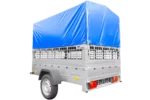 Neuer Anhänger zu verkaufen Garden Trailer 201 KIPP 500 kg 200×125 cm [mit hoher blauer Plane, Bogen, Netzseiten und Stützrad] – Image 2