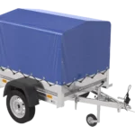 Pkw-Anhänger 150×106, blaue Plane + Reifen, zulässiges Gesamtgewicht 500 kg, Gartenanhänger 150 KIPP [mit Stützrad]