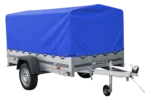 Straßenanhänger mit hoher blauer Plane, H-800-Überrollbügel und Stützrad 230×125 Garden Trailer 230 KIPP – Image 3