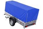 Straßenanhänger mit hoher blauer Plane, H-800-Überrollbügel und Stützrad 230×125 Garden Trailer 230 KIPP – Image 2