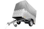 Einachsanhänger 200×106 mit hoher Plane, Spriegel, Bordwänden und Stützrad – Gartenanhänger 200 KIPP