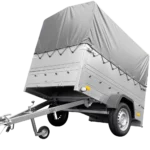 Einachsanhänger 200×106 mit hoher Plane, Spriegel, Bordwänden und Stützrad – Gartenanhänger 200 KIPP