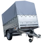 Einachsanhänger 200×125 mit Hochplane, Spriegel, Bordwänden und Stützrad – Gartenanhänger 201 KIPP