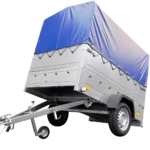 Einachsanhänger 200×125 mit Hochplane, Spriegel, Bordwänden und Stützrad – Gartenanhänger 201 KIPP