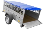 Einachsanhänger 200×125 mit flacher Plane, Planenstützstangen, Gitterwänden und Stützrad – Gartenanhänger 201 KIPP – Image 7