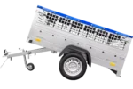 Einachsanhänger 200×125 mit flacher Plane, Planenstützstangen, Gitterwänden und Stützrad – Gartenanhänger 201 KIPP – Image 5