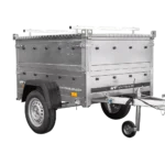 Einachsanhänger 150×106 UNITRAILER GARDEN 150 KIPP mit Bordwänden, zusätzlichen Bordwänden und Aluminiumabdeckung