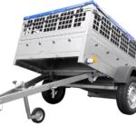 Nutzfahrzeuganhänger 200×125 mit flacher Plane, Netzseiten und Stützrad – Gartenanhänger 201 KIPP