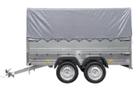 UNITRAILER GARDEN TRAILER 264/2 KIPP 2-Achs-PKW-Anhänger mit Stützrad, zusätzlichen Bordwänden, H-800-Fahrgestell und grauer Plane – Image 4