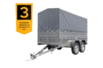 UNITRAILER GARDEN TRAILER 264/2 KIPP 2-Achs-PKW-Anhänger mit Stützrad, zusätzlichen Bordwänden, H-800-Fahrgestell und grauer Plane – Image 3