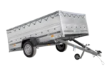 Pkw-Anhänger 264×150 UNITRAILER GARDEN 265 KIPP mit BIS-Bordwänden, H-0-Rahmen und grauer Plane