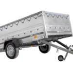 Pkw-Anhänger 264×150 UNITRAILER GARDEN 265 KIPP mit BIS-Bordwänden, H-0-Rahmen und grauer Plane