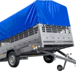 Pkw-Anhänger 264×150 UNITRAILER GARDEN 265 KIPP mit Gitterwänden, H-800-Reifen und blauer Plane