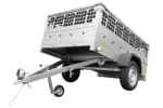 Nutzfahrzeuganhänger 200×125 mit flacher Plane, Netzseiten und Stützrad – Gartenanhänger 201 KIPP